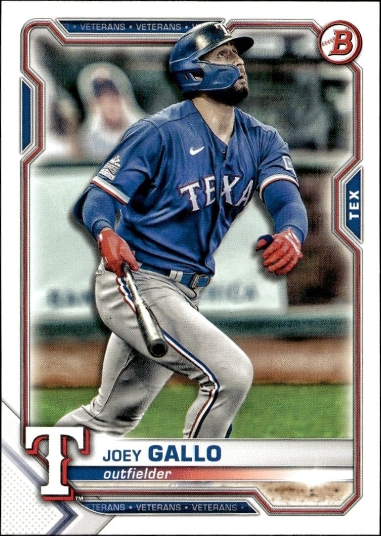 Joey Gallo 2021 Bowman #32 Baseball Trading Card - Front 2021 Bowman Joey Gallo #32 baseball trading card front