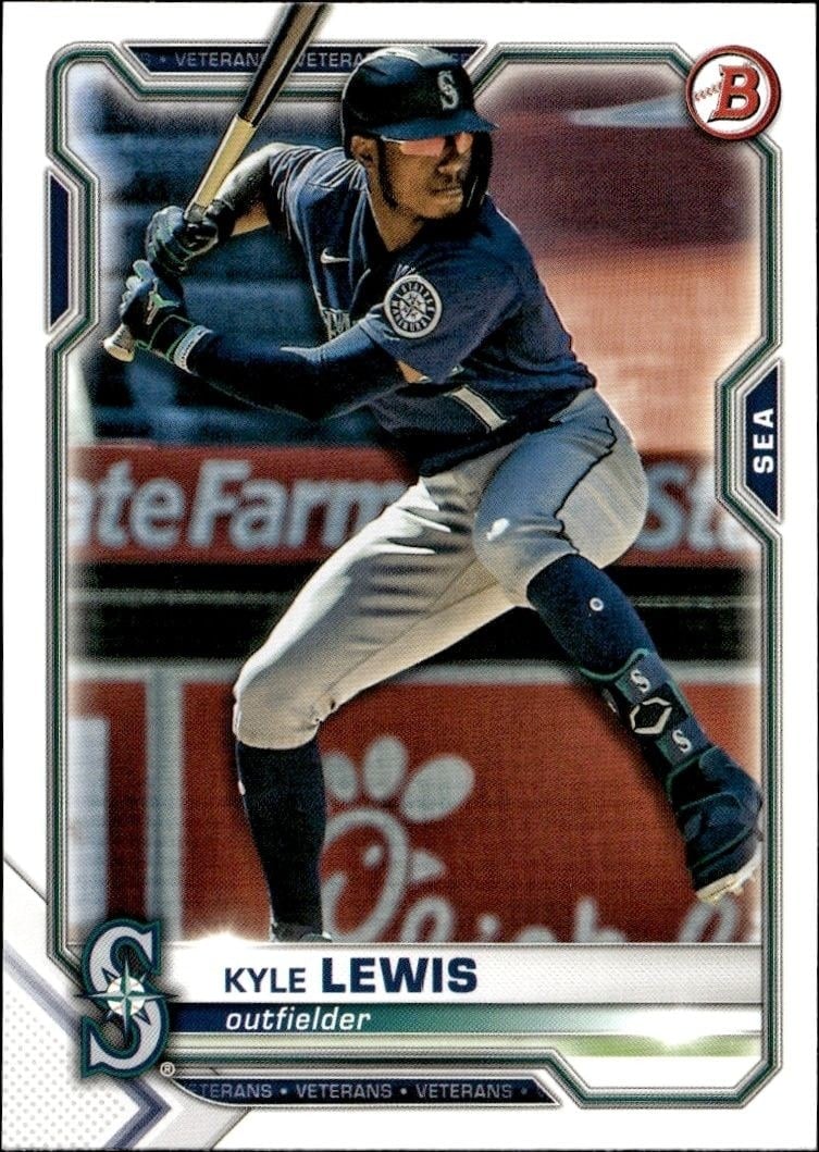 Kyle Lewis 2021 Bowman #48 Baseball Trading Card - Front 2021 Bowman Kyle Lewis #48 baseball trading card front