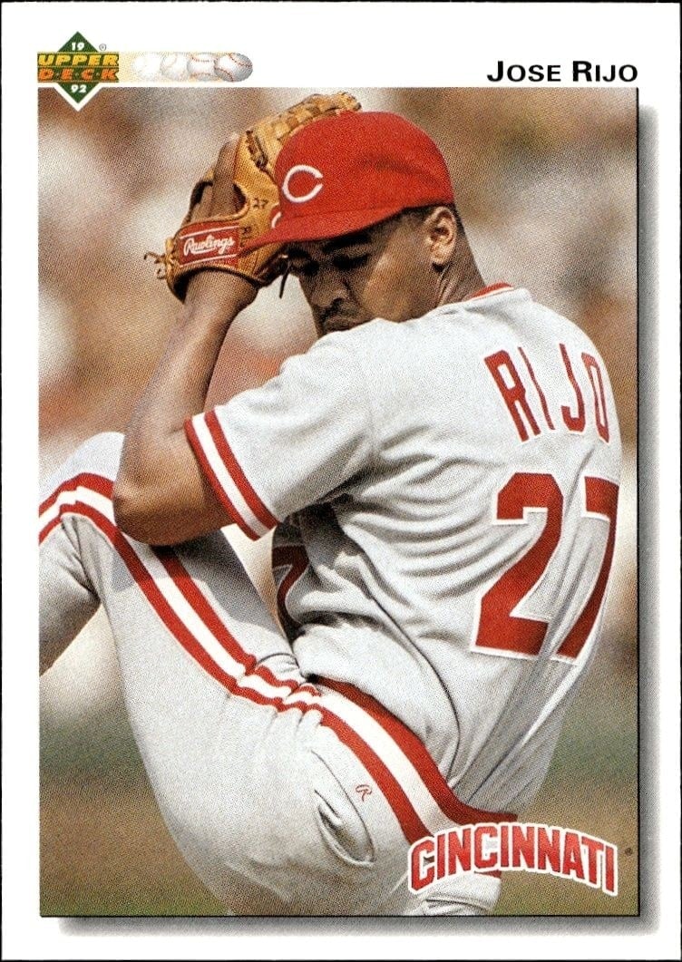 Jose Rijo 1992 Upper Deck #258 Baseball Trading Card - Front 1992 Upper Deck Jose Rijo #258 baseball trading card front