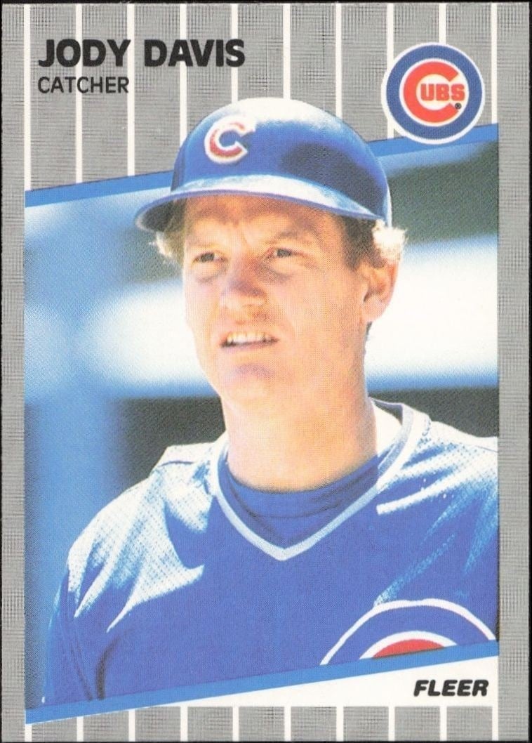 Jody Davis 1989 Fleer #421 Baseball Trading Card - Front 1989 Fleer Jody Davis #421 baseball trading card front
