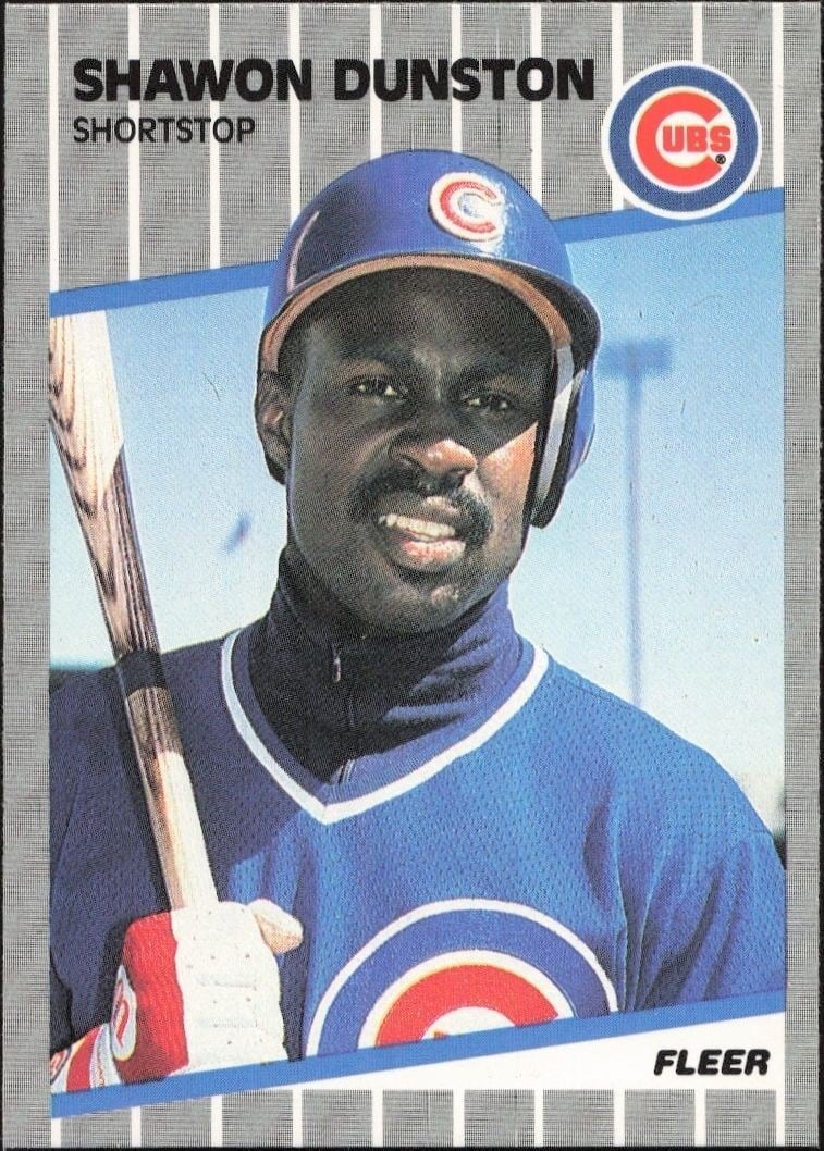 Shawon Dunston 1989 Fleer #424 Baseball Trading Card - Front 1989 Fleer Shawon Dunston #424 baseball trading card front