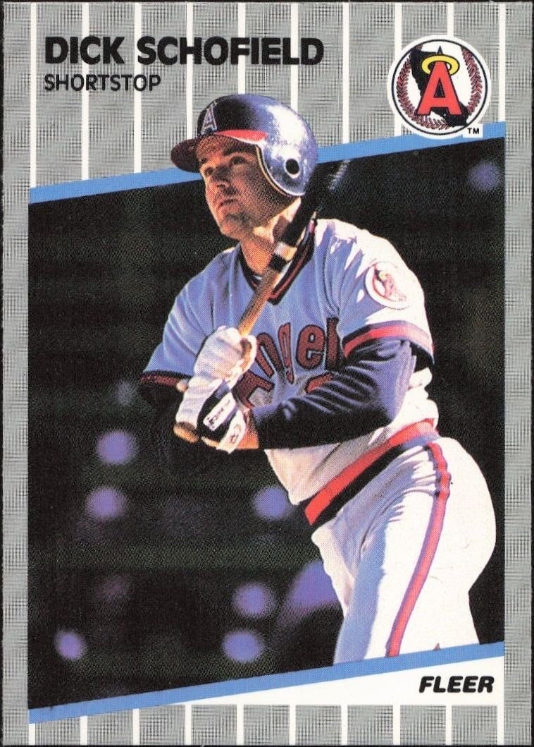 Dick Schofield 1989 Fleer #488 Baseball Trading Card - Front 1989 Fleer Dick Schofield #488 baseball trading card front