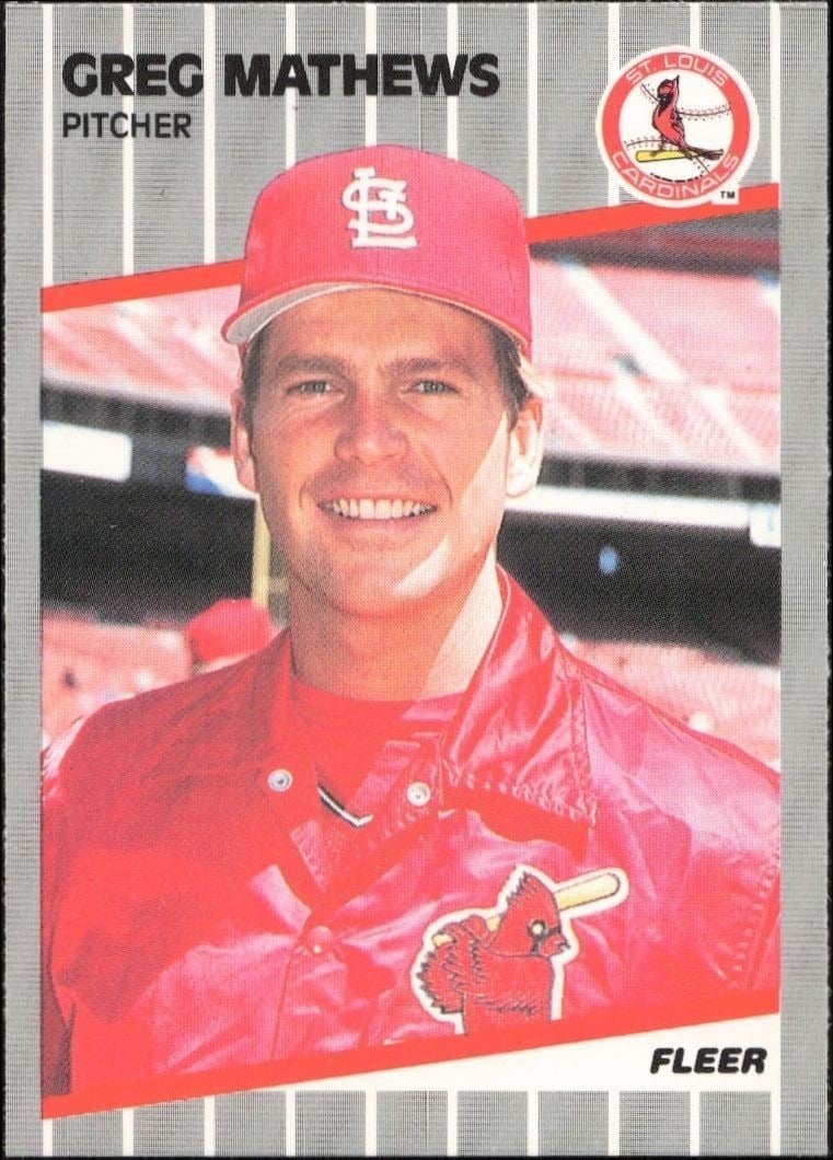 Greg Mathews 1989 Fleer #456 Baseball Trading Card - Front 1989 Fleer Greg Mathews #456 baseball trading card front