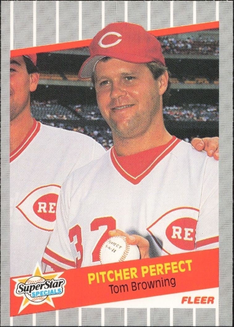 Tom Browning 1989 Fleer #629 Baseball Trading Card - Front 1989 Fleer Tom Browning #629 baseball trading card front