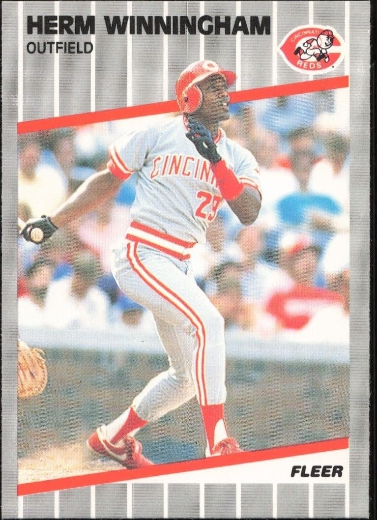 Herm Winningham 1989 Fleer #175 Baseball Trading Card - Front 1989 Fleer Herm Winningham #175 baseball trading card front