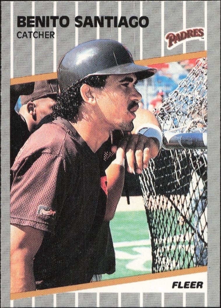Benito Santiago 1989 Fleer #316 Baseball Trading Card - Front 1989 Fleer Benito Santiago #316 baseball trading card front