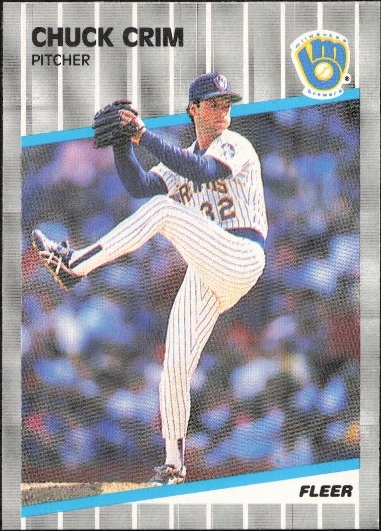 Chuck Crim 1989 Fleer #183 Baseball Trading Card - Front 1989 Fleer Chuck Crim #183 baseball trading card front