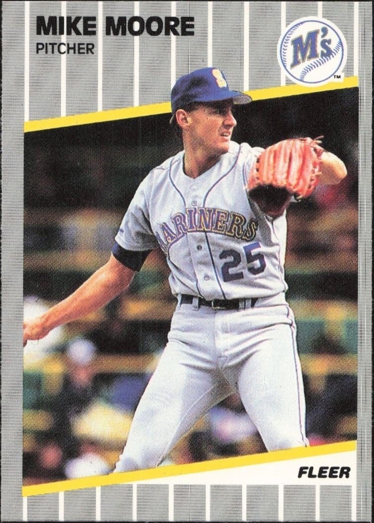 Mike Moore 1989 Fleer #554 Baseball Trading Card - Front 1989 Fleer Mike Moore #554 baseball trading card front