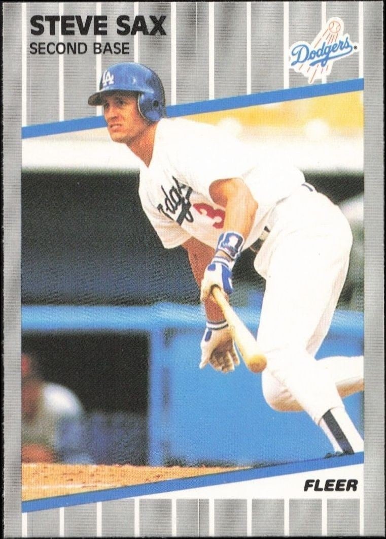 Steve Sax 1989 Fleer #70 Baseball Trading Card - Front 1989 Fleer Steve Sax #70 baseball trading card front