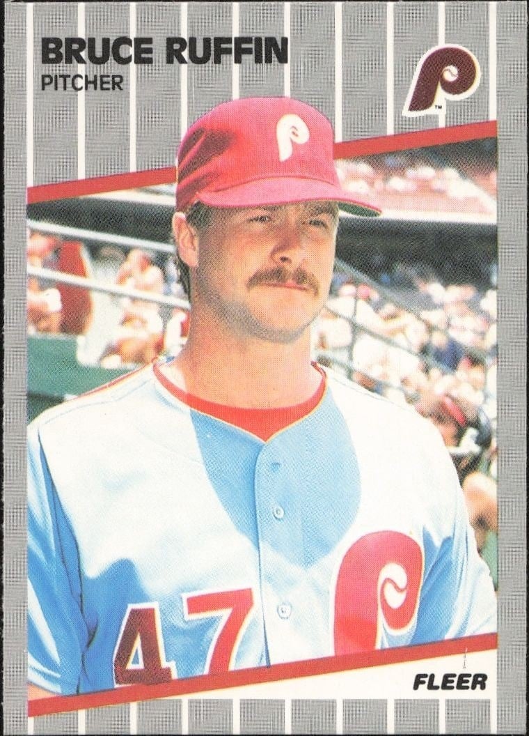 Bruce Ruffin 1989 Fleer #580 Baseball Trading Card - Front 1989 Fleer Bruce Ruffin #580 baseball trading card front