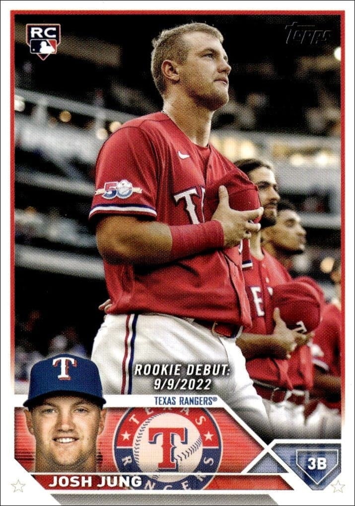 Josh Jung 2023 Topps Update #US308 Baseball Trading Card - Front 2023 Topps Update Josh Jung #US308 baseball trading card front