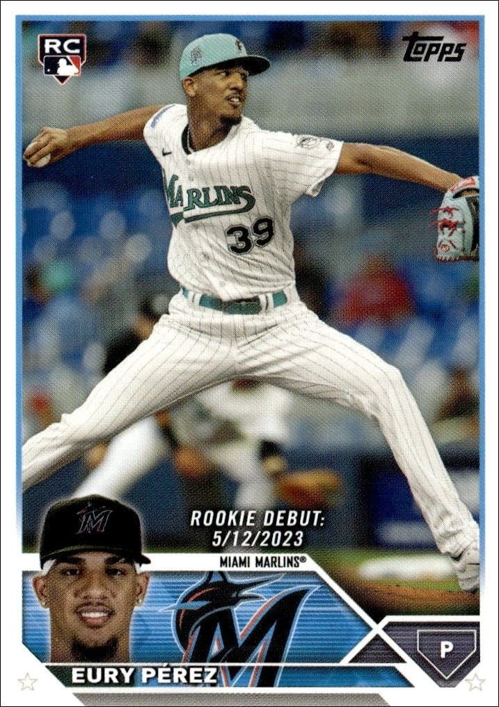 Eury Perez 2023 Topps Update #US317 Baseball Trading Card - Front 2023 Topps Update Eury Perez #US317 baseball trading card front