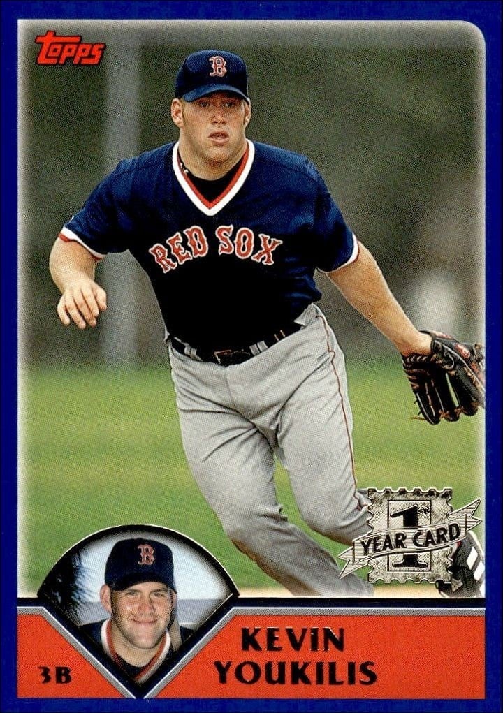 Kevin Youkilis 2003 Topps #311 Baseball Trading Card - Front 2003 Topps Kevin Youkilis #311 baseball trading card front