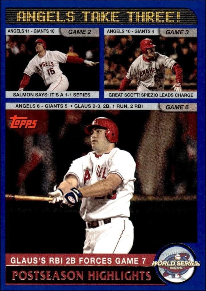 Angels Take Three 2003 Topps #720 Baseball Trading Card - Front 2003 Topps Angels Take Three #720 baseball trading card front