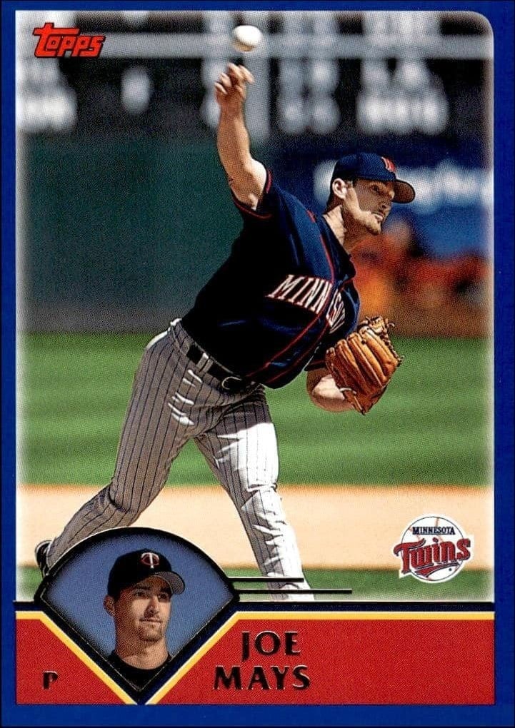 Joe Mays 2003 Topps #525 Baseball Trading Card - Front 2003 Topps Joe Mays #525 baseball trading card front
