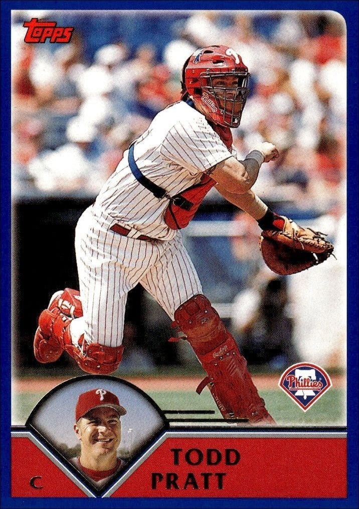 Todd Pratt 2003 Topps #572 Baseball Trading Card - Front 2003 Topps Todd Pratt #572 baseball trading card front