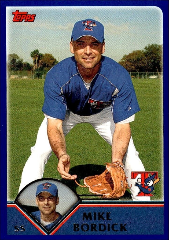 Mike Bordick 2003 Topps #519 Baseball Trading Card - Front 2003 Topps Mike Bordick #519 baseball trading card front