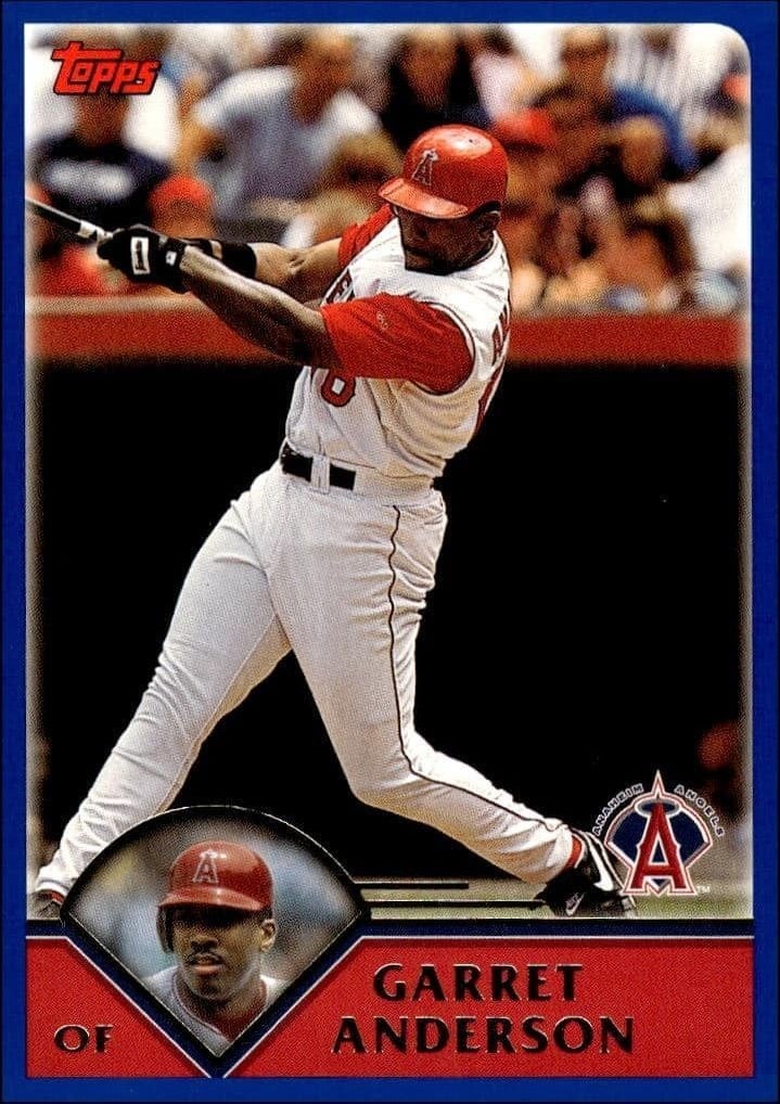 Garret Anderson 2003 Topps #600 Baseball Trading Card - Front 2003 Topps Garret Anderson #600 baseball trading card front