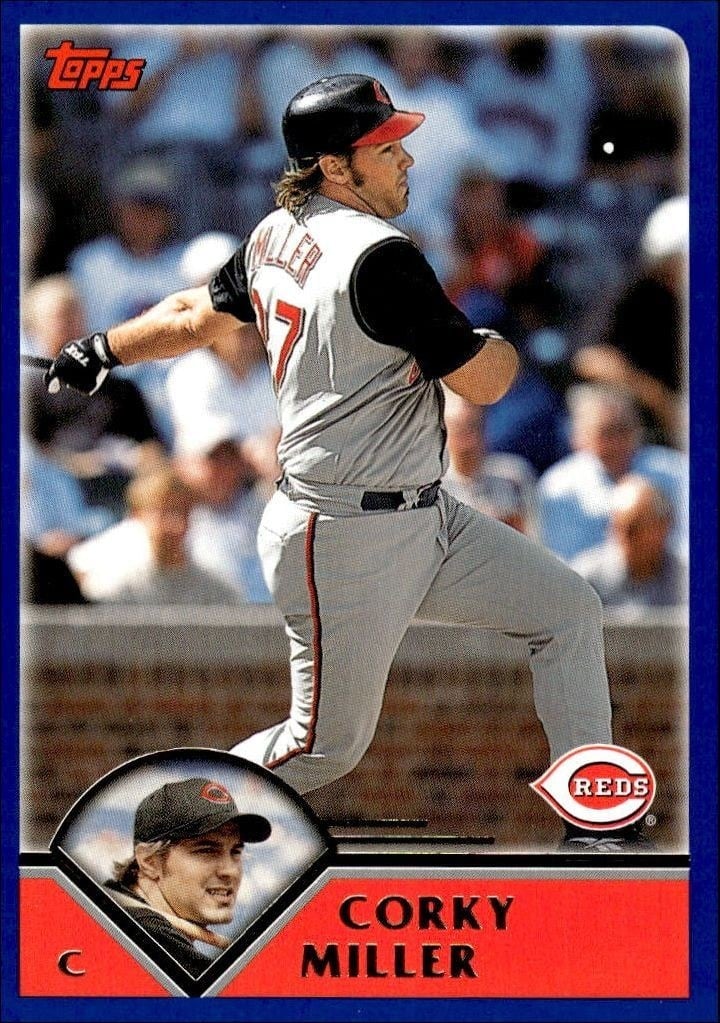 Corky Miller 2003 Topps #561 Baseball Trading Card - Front 2003 Topps Corky Miller #561 baseball trading card front