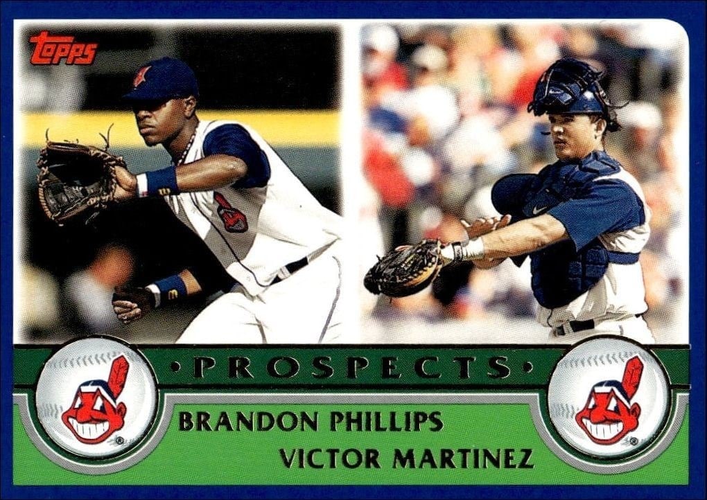 Brandon Phillips / Victor Martinez 2003 Topps #675 Baseball Trading Card - Front 2003 Topps Brandon Phillips / Victor Martinez #675 baseball trading card front