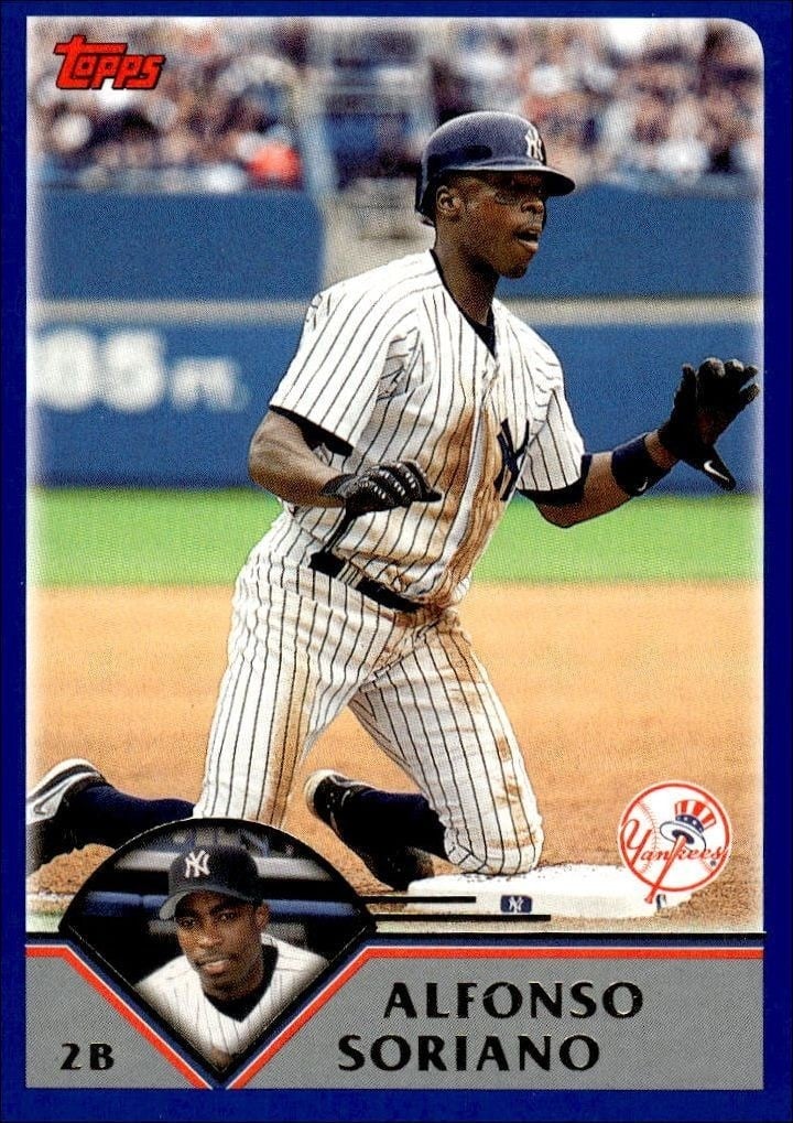 Alfonso Soriano 2003 Topps #90 Baseball Trading Card - Front 2003 Topps Alfonso Soriano #90 baseball trading card front