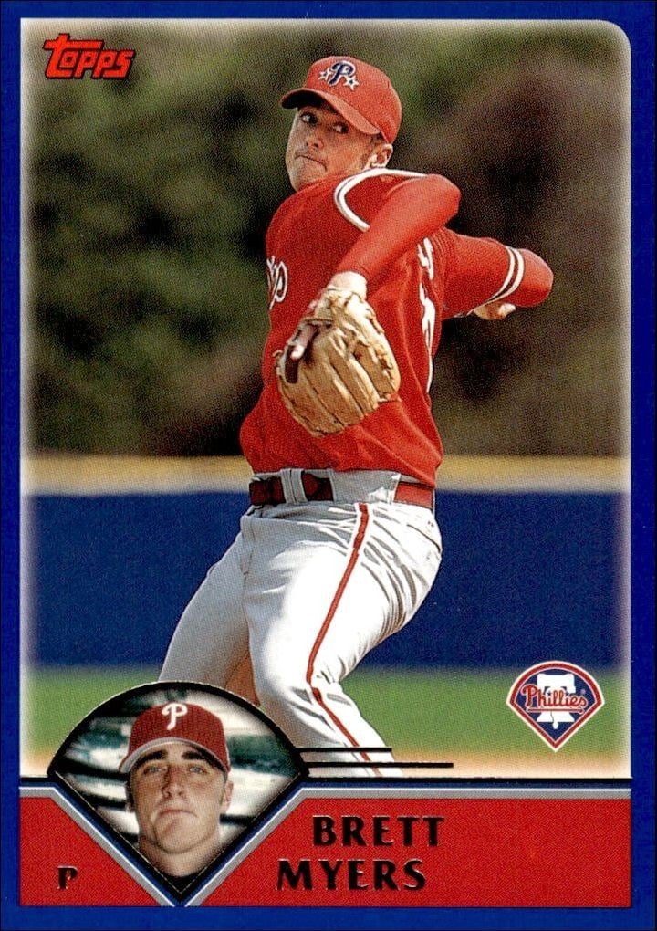 Brett Myers 2003 Topps #22 Baseball Trading Card - Front 2003 Topps Brett Myers #22 baseball trading card front