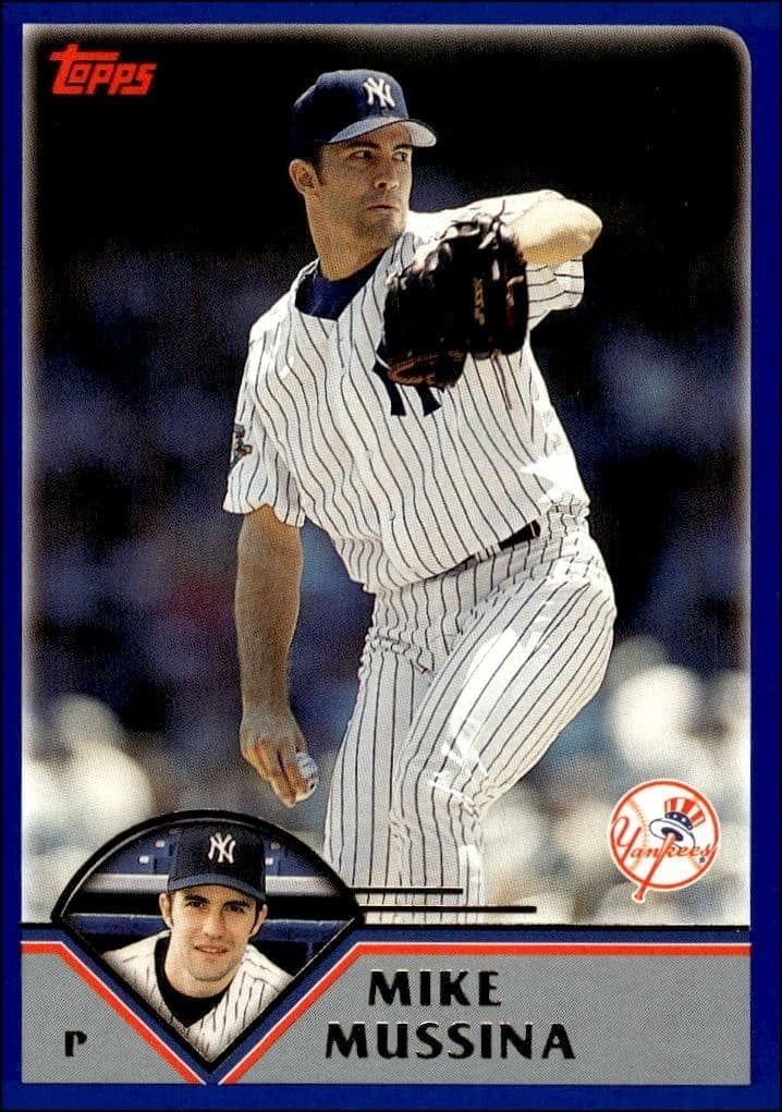 Mike Mussina 2003 Topps #92 Baseball Trading Card - Front 2003 Topps Mike Mussina #92 baseball trading card front