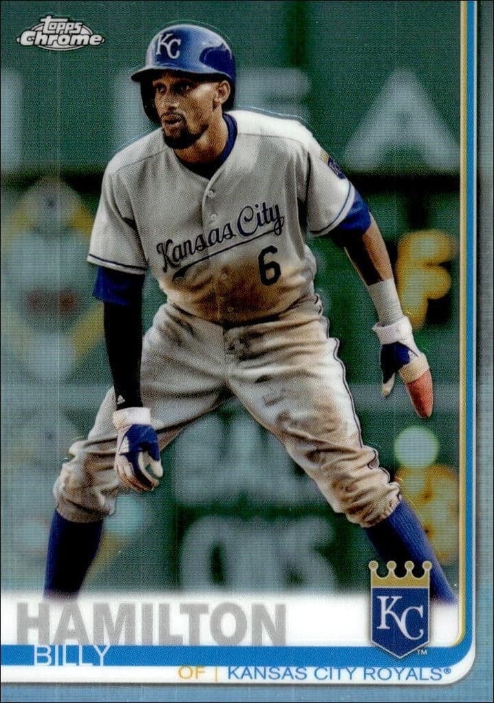 Billy Hamilton 2019 Topps Chrome #142 Baseball Trading Card - Front 2019 Topps Chrome Billy Hamilton #142 baseball trading card front