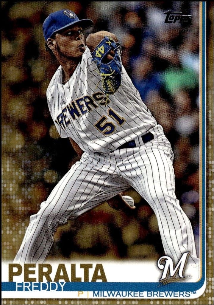 Freddy Peralta 2019 Topps Series 2 #627 Baseball Trading Card - Front 2019 Topps Series 2 Freddy Peralta #627 baseball trading card front