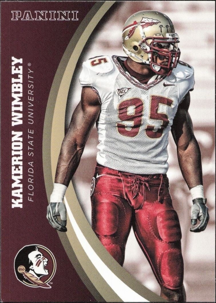 Kamerion Wimbley 2015 Panini Florida State Seminoles #32 Football Trading Card - Front 2015 Panini Florida State Seminoles Kamerion Wimbley #32 football trading card front
