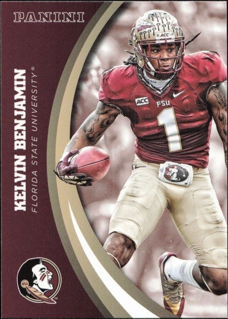 Kelvin Benjaman 2015 Panini Florida State Seminoles #34 Football Trading Card - Front 2015 Panini Florida State Seminoles Kelvin Benjaman #34 football trading card front