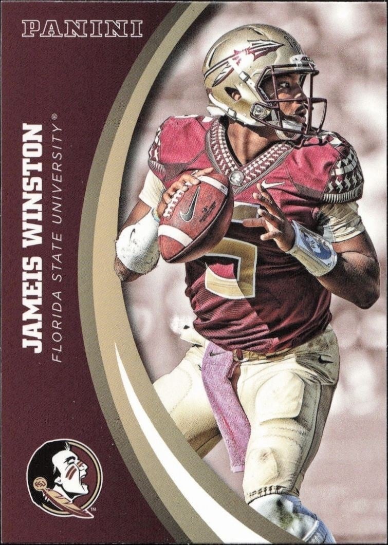 James Winston 2015 Panini Florida State Seminoles #29 Football Trading Card - Front 2015 Panini Florida State Seminoles James Winston #29 football trading card front
