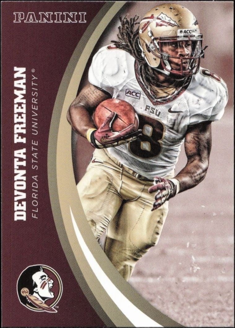 Devonta Freeman 2015 Panini Florida State Seminoles #19 Football Trading Card - Front 2015 Panini Florida State Seminoles Devonta Freeman #19 football trading card front