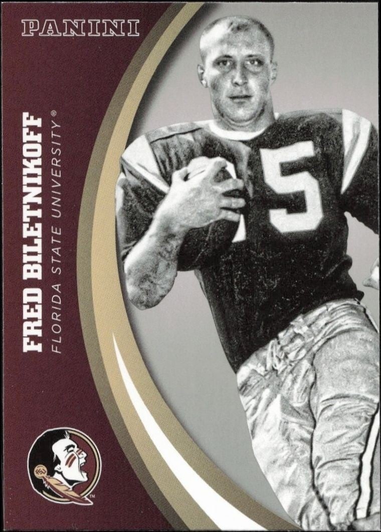 Fred Billetnikoff 2015 Panini Florida State Seminoles #25 Football Trading Card - Front 2015 Panini Florida State Seminoles Fred Billetnikoff #25 football trading card front