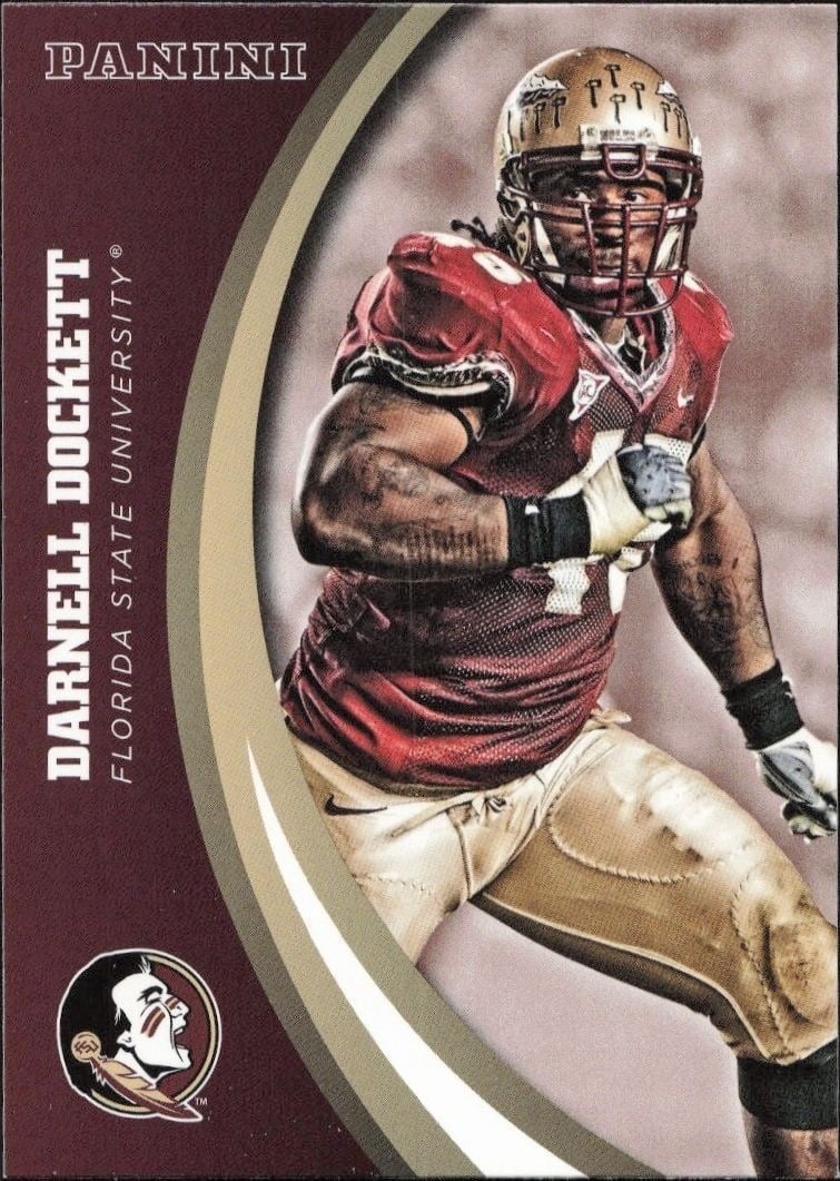 Darnell Dockett 2015 Panini Florida State Seminoles #15 Football Trading Card - Front 2015 Panini Florida State Seminoles Darnell Dockett #15 football trading card front