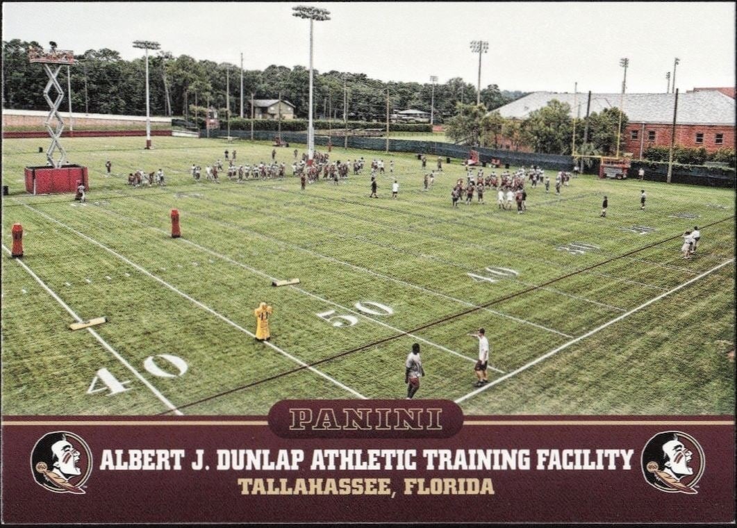 Albert J. Dunlap Athletic Training Facility 2015 Panini Florida State Seminoles #9 Football Trading Card - Front 2015 Panini Florida State Seminoles Albert J. Dunlap Athletic Training Facility #9 football trading card front