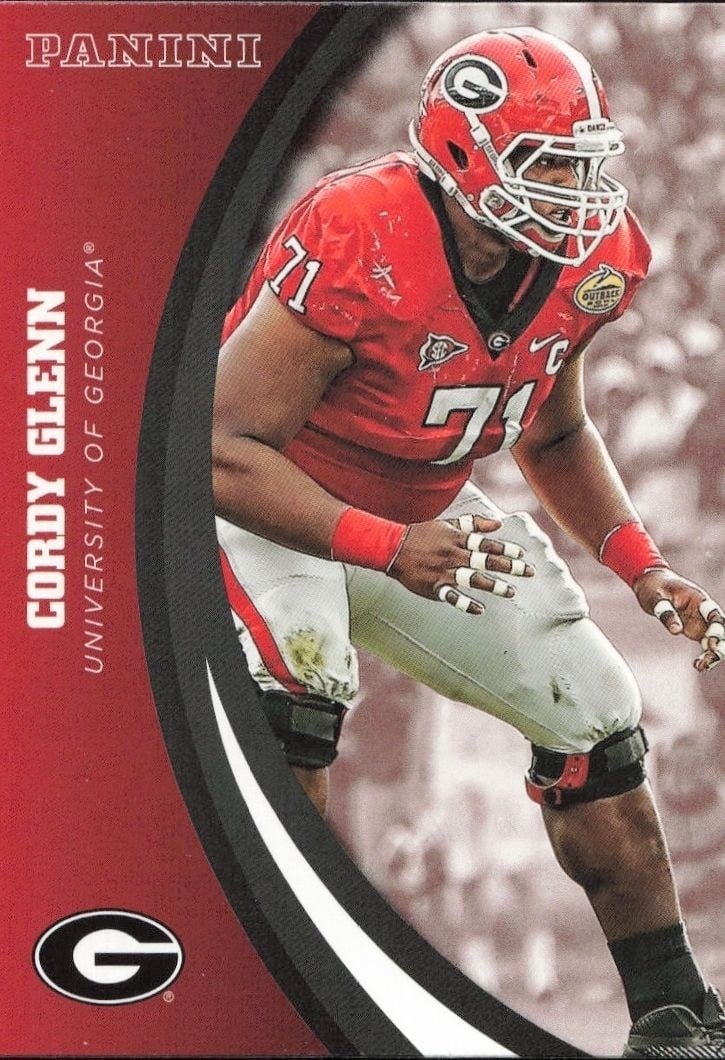 Cordy Glenn 2015 Panini Georgia Bulldogs #19 Football Trading Card - Front 2015 Panini Georgia Bulldogs Cordy Glenn #19 football trading card front