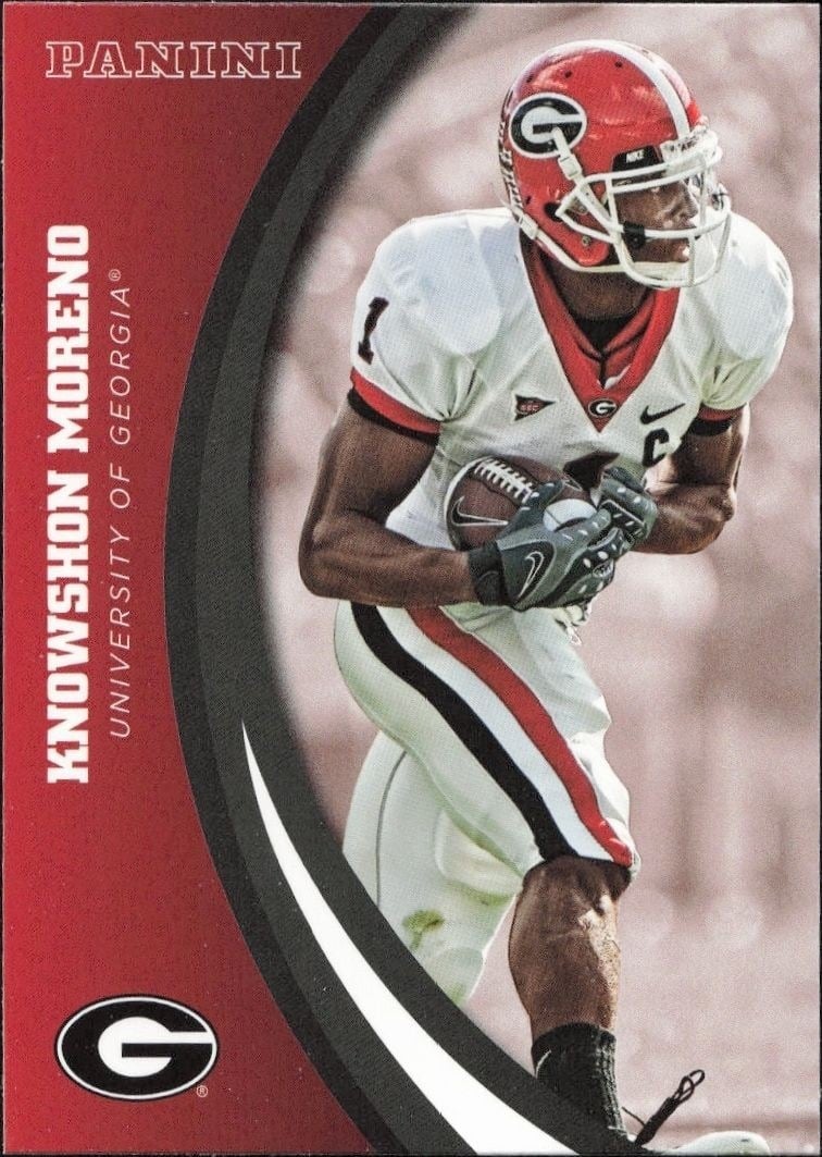 Knowshon Moreno 2015 Panini Georgia Bulldogs #41 Football Trading Card - Front 2015 Panini Georgia Bulldogs Knowshon Moreno #41 football trading card front