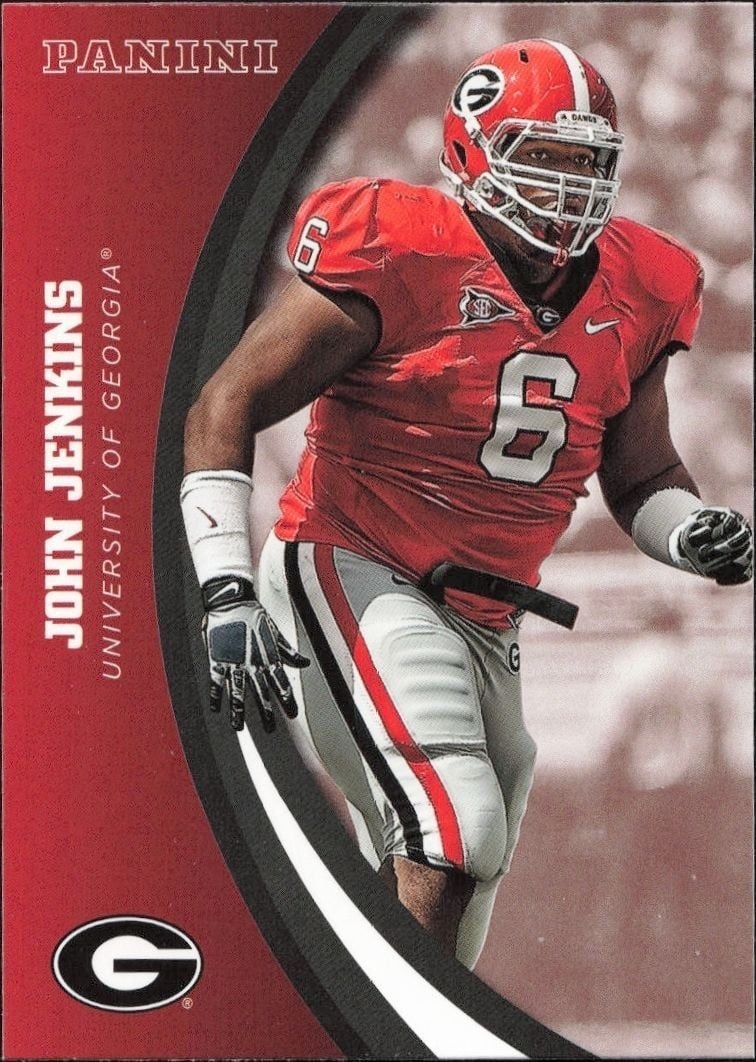 John Jenkins 2015 Panini Georgia Bulldogs #35 Football Trading Card - Front 2015 Panini Georgia Bulldogs John Jenkins #35 football trading card front