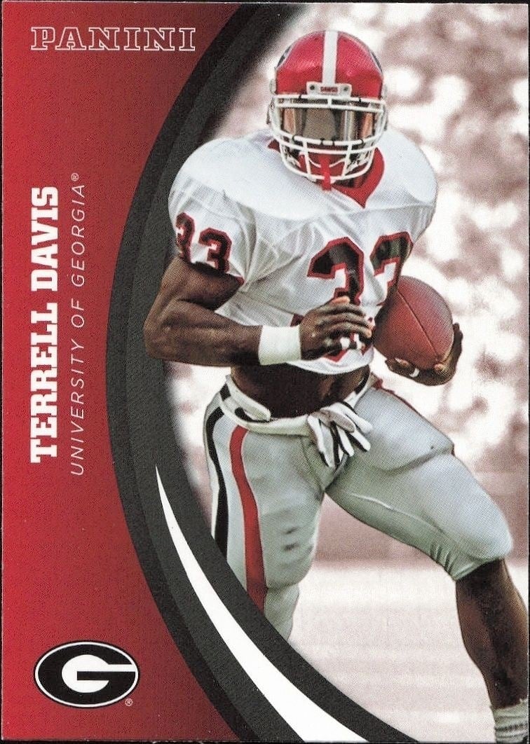 Terrell Davis 2015 Panini Georgia Bulldogs #16 Football Trading Card - Front 2015 Panini Georgia Bulldogs Terrell Davis #16 football trading card front