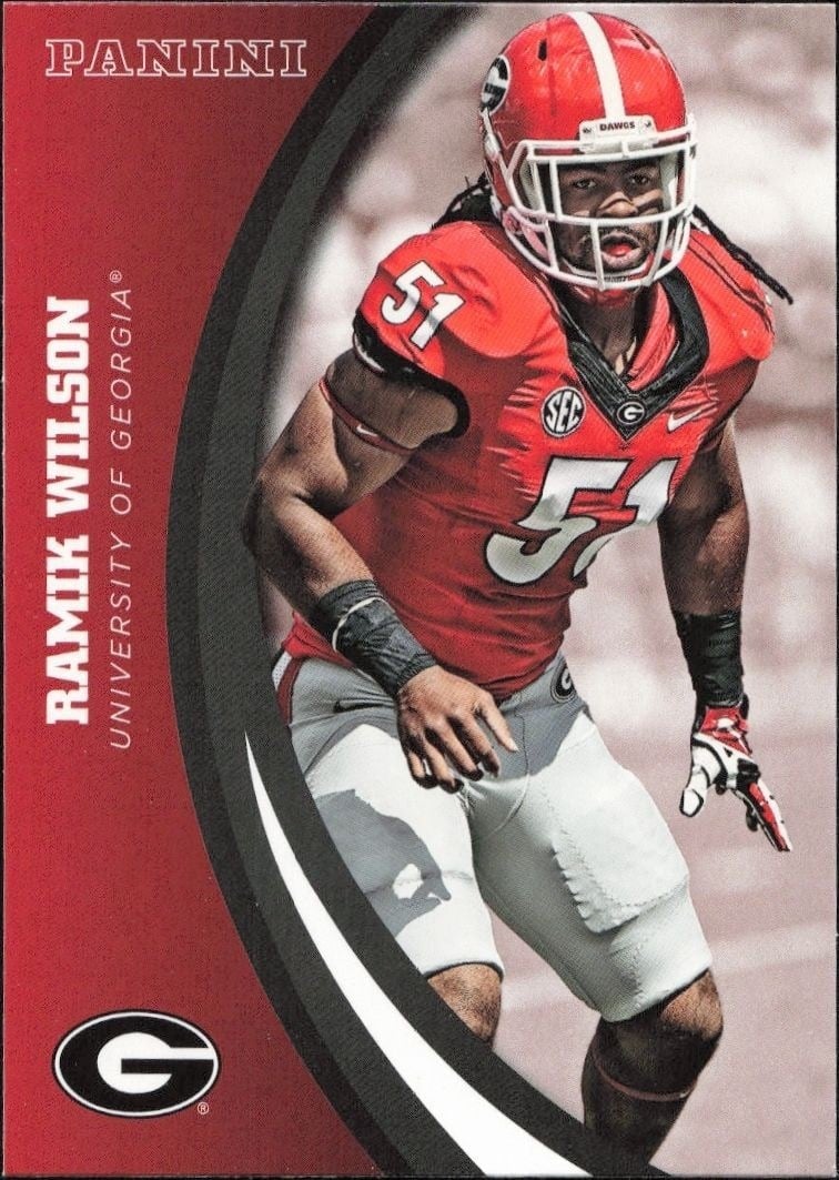 Ramik Wilson 2015 Panini Georgia Bulldogs #3 Football Trading Card - Front 2015 Panini Georgia Bulldogs Ramik Wilson #3 football trading card front