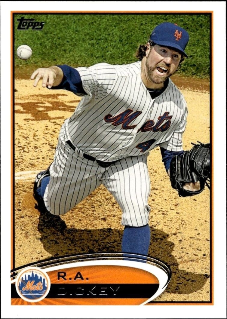 R.A. Dickey 2012 Topps #279 Baseball Trading Card - Front 2012 Topps R.A. Dickey #279 baseball trading card front