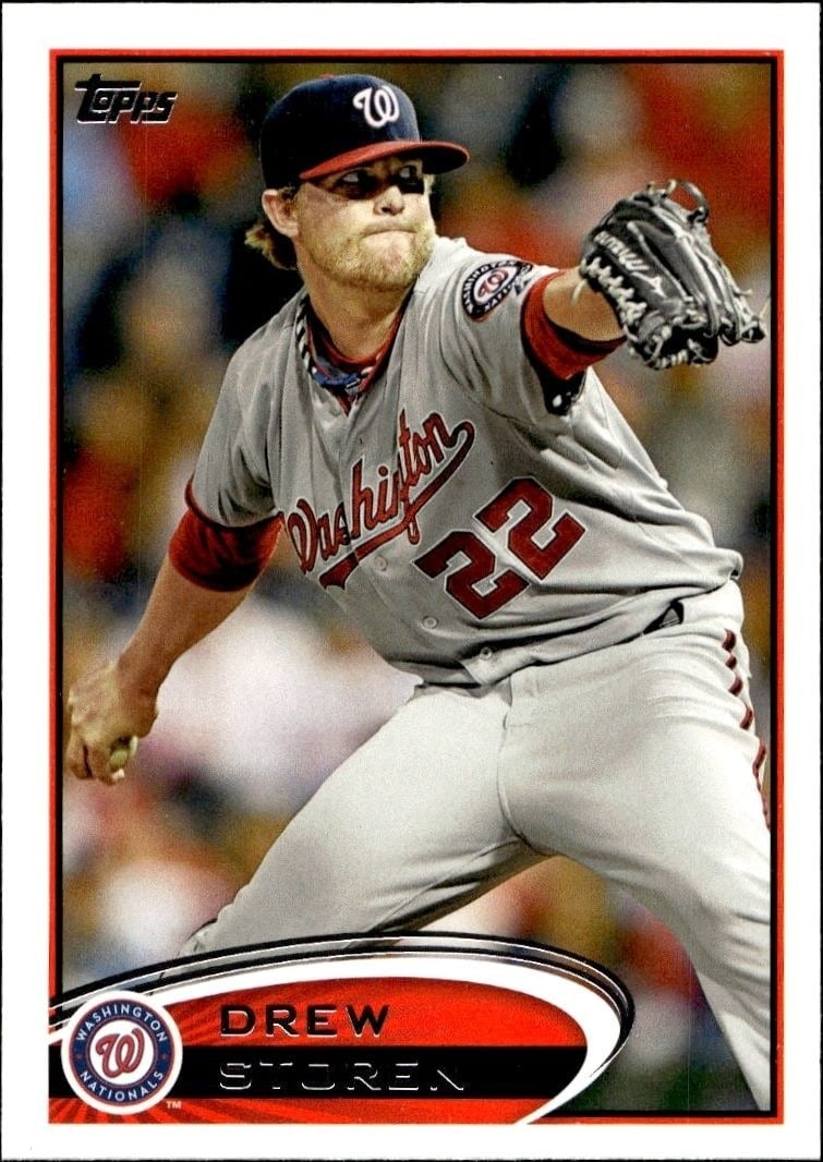 Drew Storen 2012 Topps #285 Baseball Trading Card - Front 2012 Topps Drew Storen #285 baseball trading card front