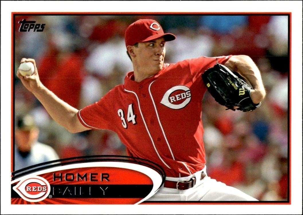 Homer Bailey 2012 Topps #659 Baseball Trading Card - Front 2012 Topps Homer Bailey #659 baseball trading card front