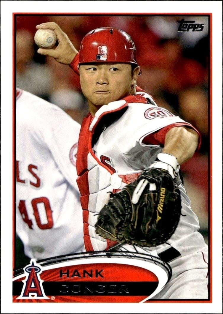 Hank Conger 2012 Topps #597 Baseball Trading Card - Front 2012 Topps Hank Conger #597 baseball trading card front