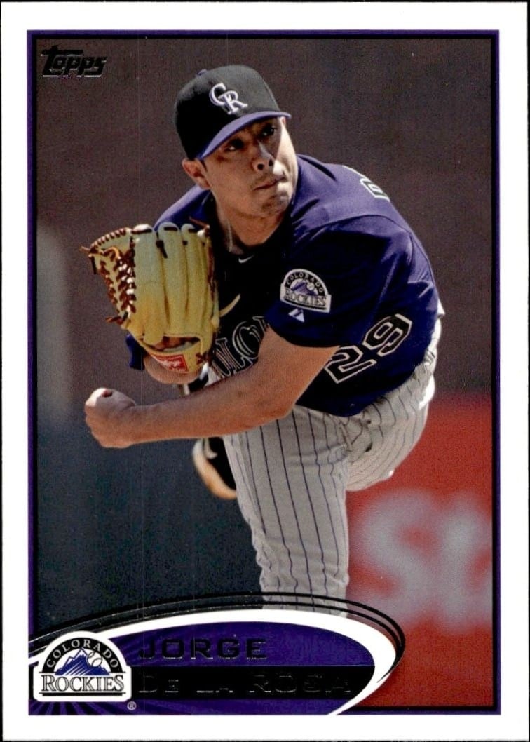 Jorge de la Rosa 2012 Topps #496 Baseball Trading Card - Front 2012 Topps Jorge de la Rosa #496 baseball trading card front
