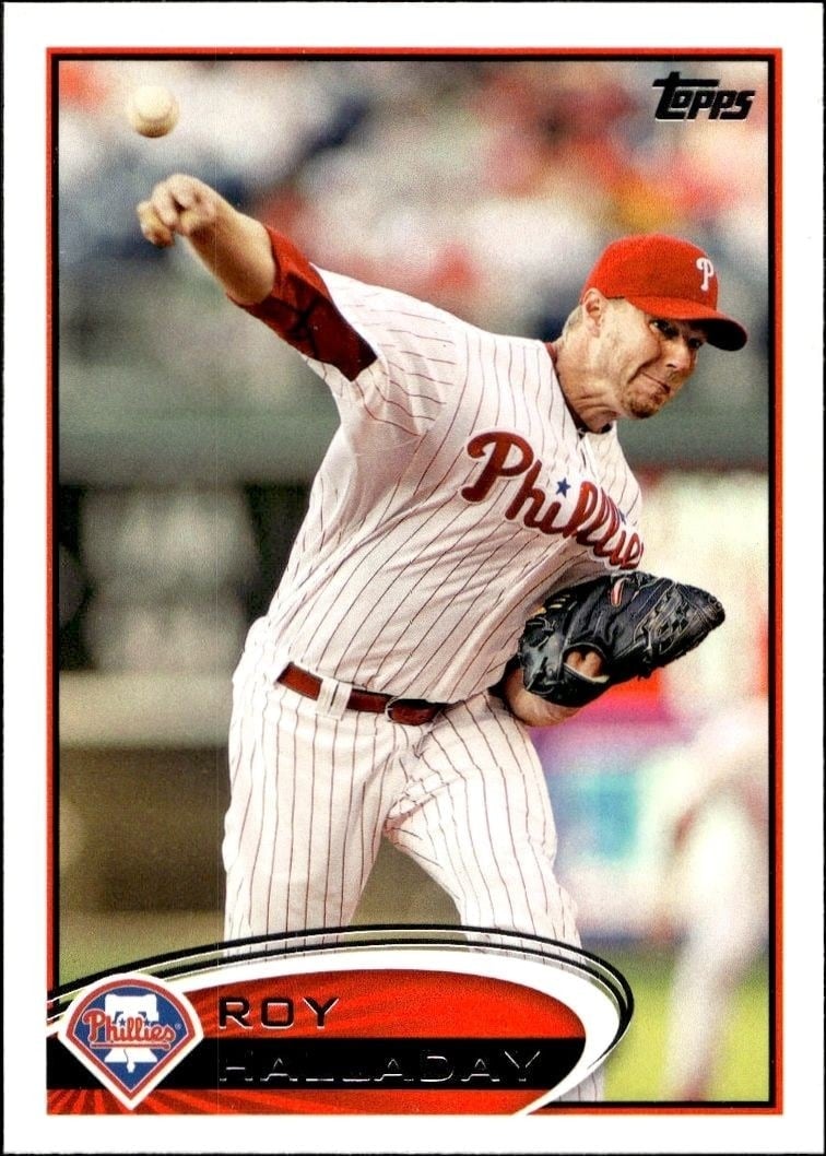Roy Halladay 2012 Topps #150 Baseball Trading Card - Front 2012 Topps Roy Halladay #150 baseball trading card front
