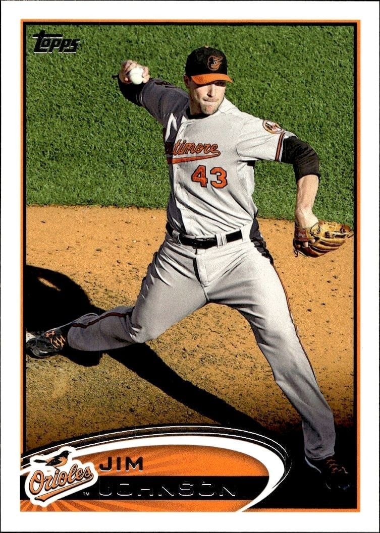 Jim Johnson 2012 Topps #523 Baseball Trading Card - Front 2012 Topps Jim Johnson #523 baseball trading card front
