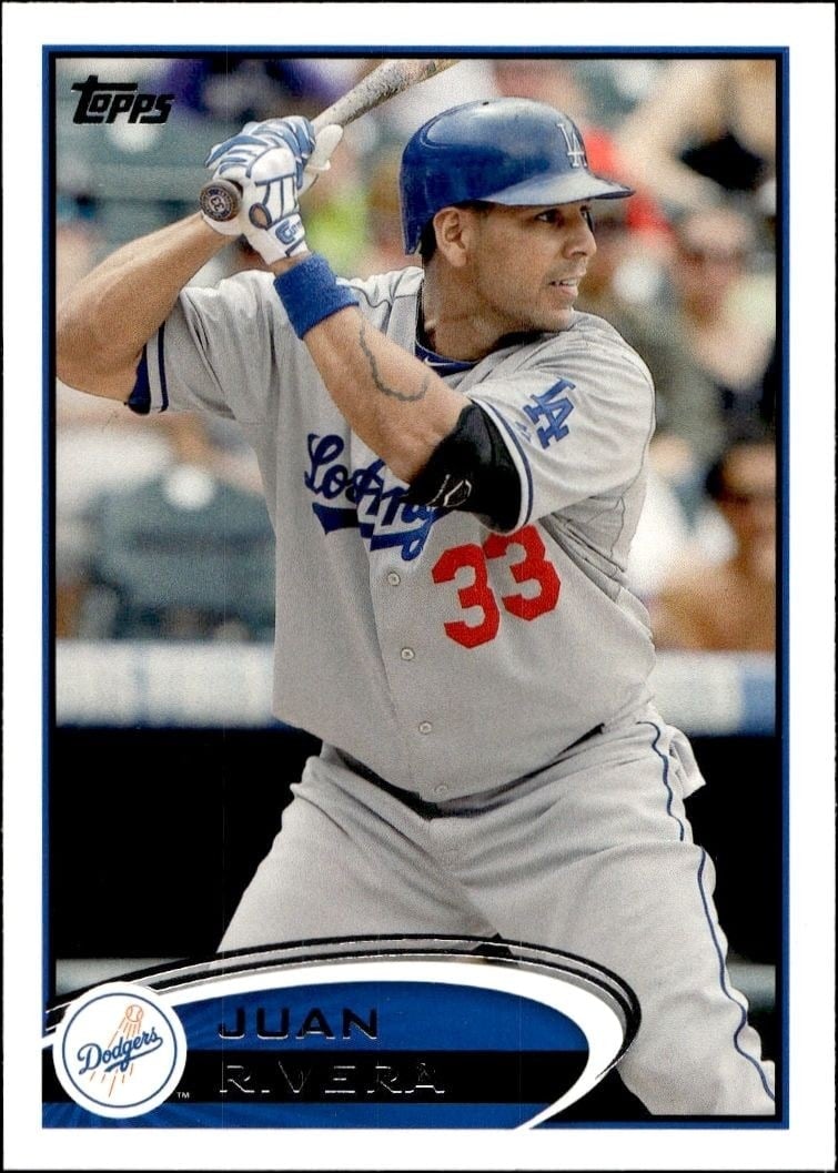 Juan Rivera 2012 Topps #406 Baseball Trading Card - Front 2012 Topps Juan Rivera #406 baseball trading card front