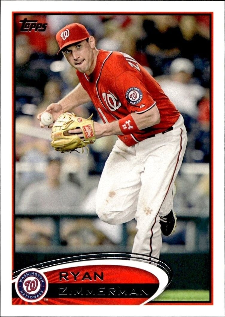 Ryan Zimmerman 2012 Topps #386 Baseball Trading Card - Front 2012 Topps Ryan Zimmerman #386 baseball trading card front